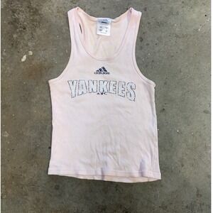 Adidas Yankees Pink Ribbed Tank Top Women's Size L‎